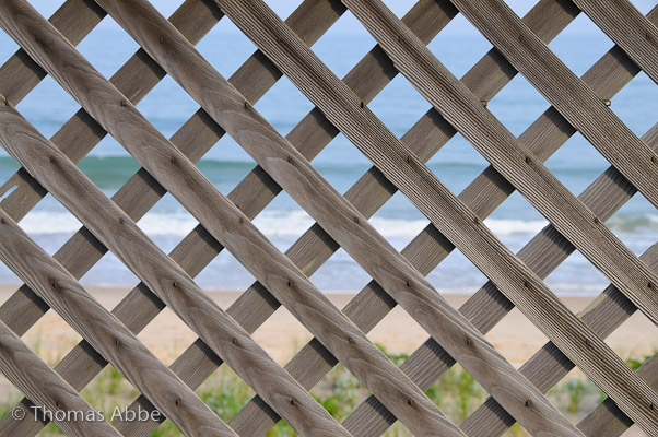 Beachscape Through a Lattice Fence